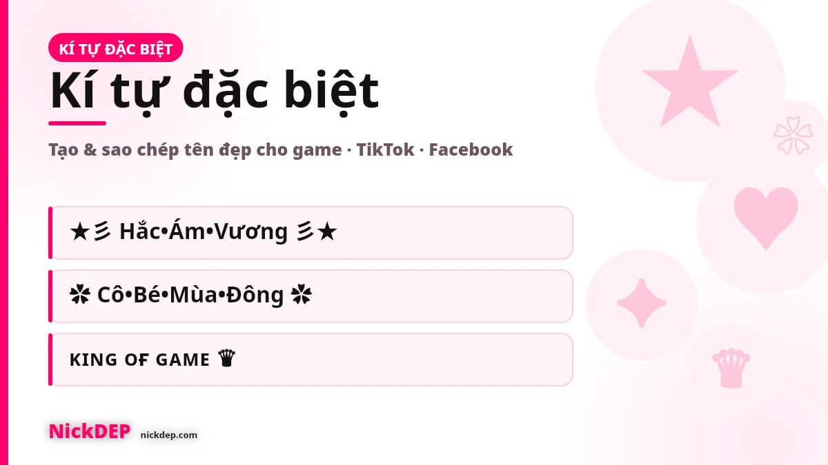 Bảng kí tự đặc biệt phân nhóm sao chép nhanh